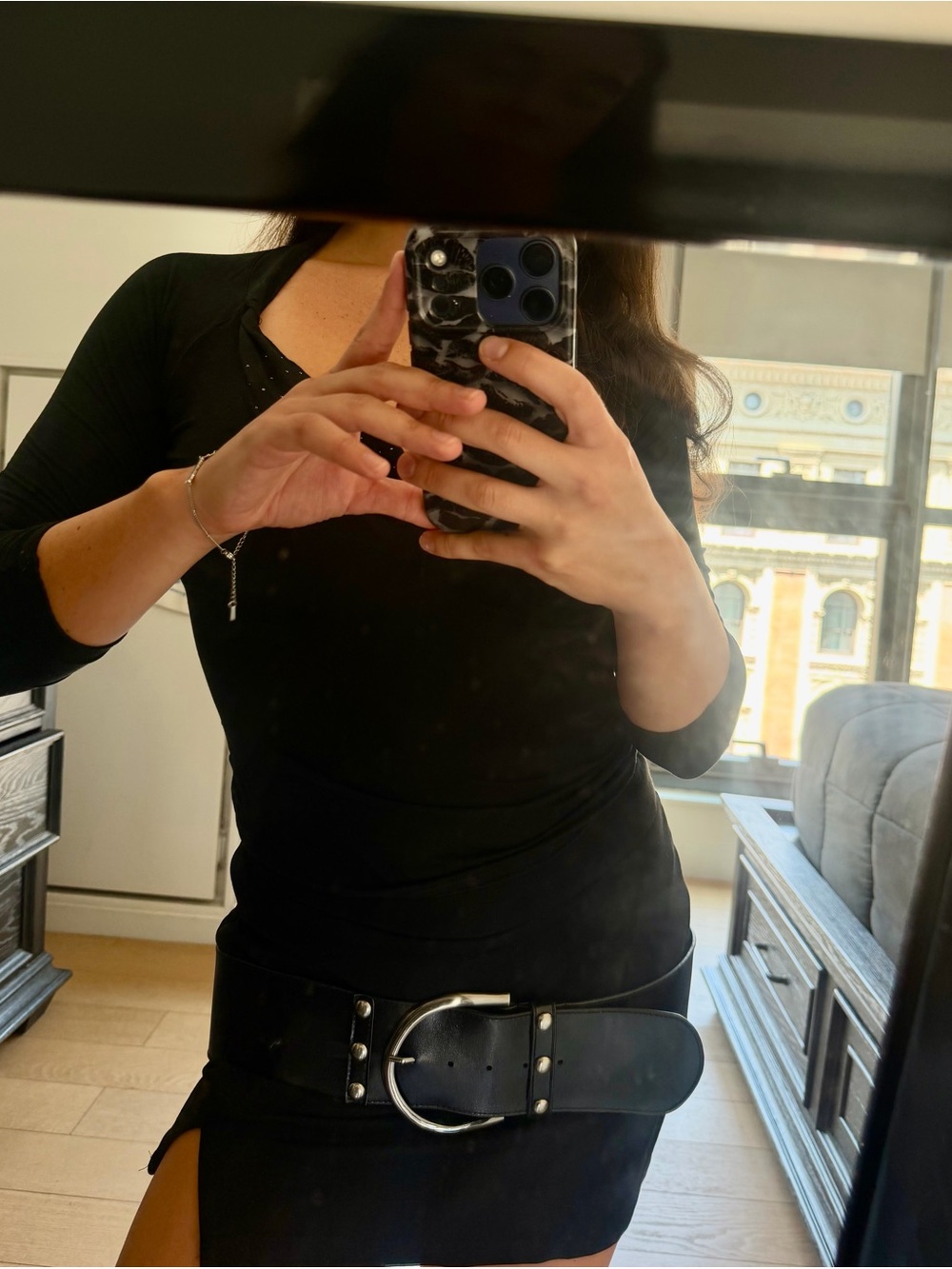 No Boundaries Black Wide Studded Fashion Belt